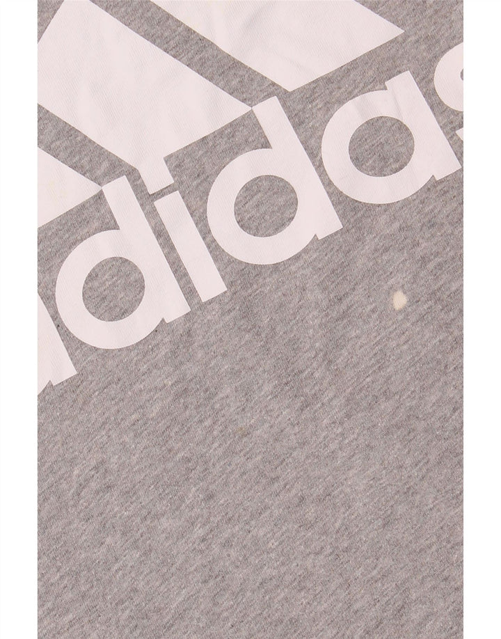 Damska koszulka graficzna Adidas Top UK 12 Średnia szara bawełna