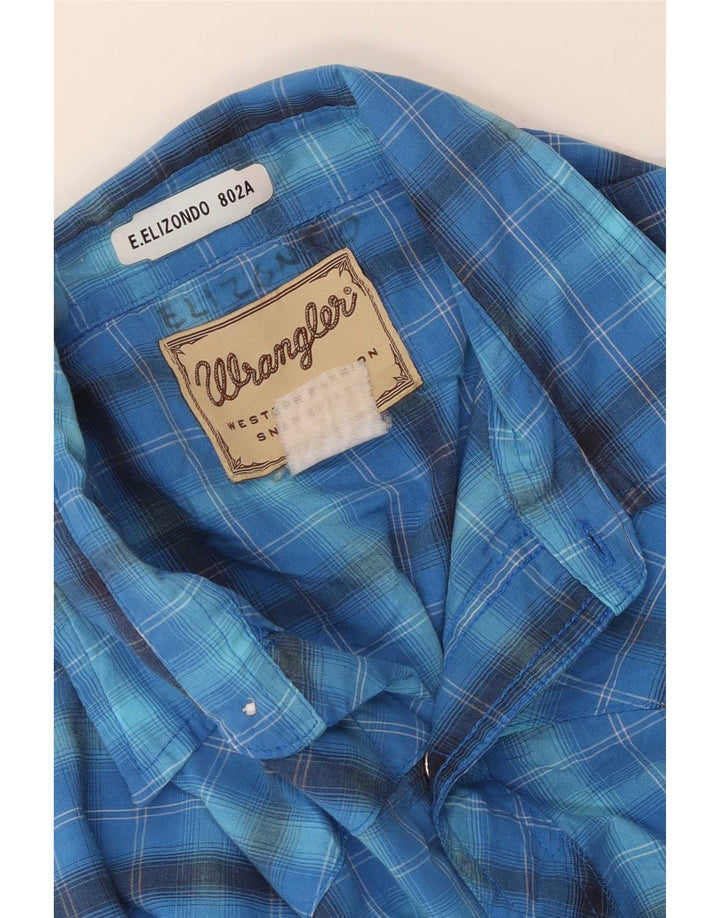 Męska koszula z krótkim rękawem Wrangler w dużą niebieską kratę