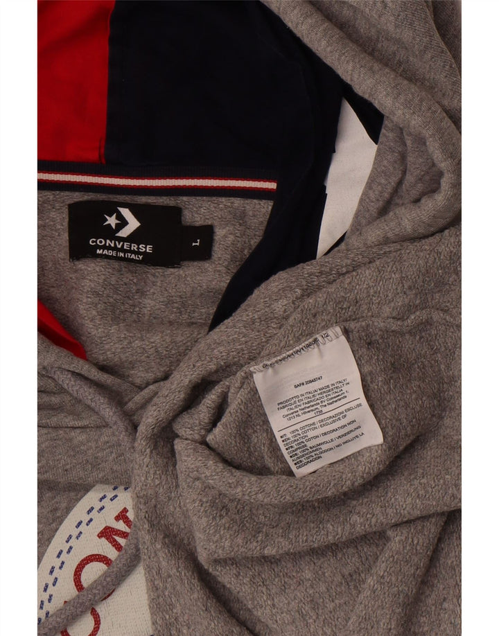 Converse Męski sweter z kapturem z grafiką, duży, szary, bawełniany