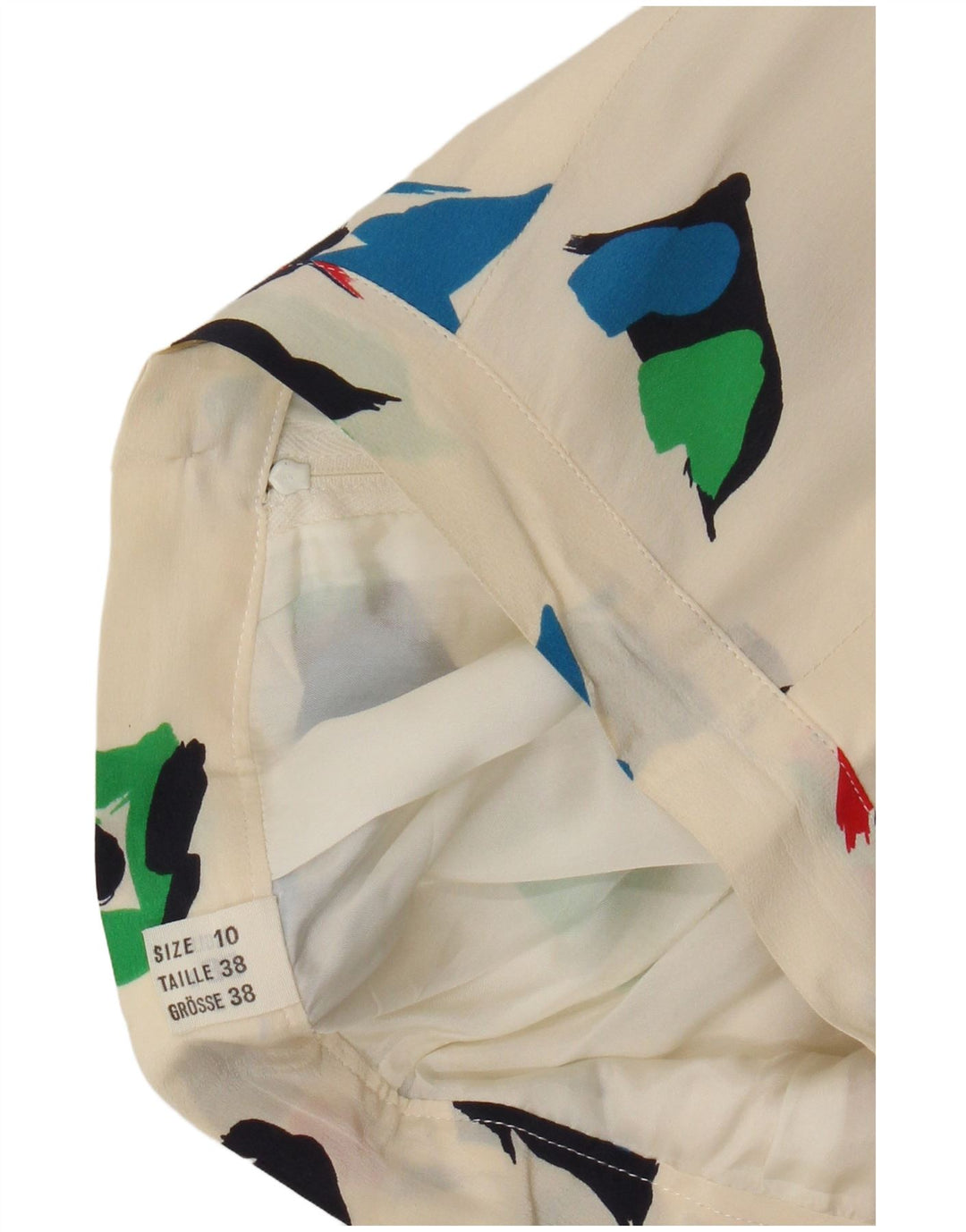 Vintage damska spódnica midi w abstrakcyjny wzór UK 10 Small W28 Off White