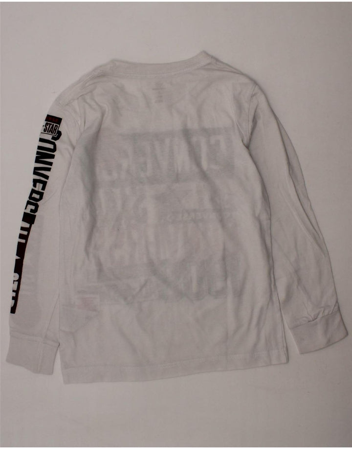 CONVERSE Boys Graphic Top Long Sleeve 8-9 Years Small  White Cotton Vintage Converse and Second-Hand Converse from Messina Hembry 