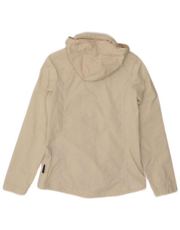 Damska kurtka przeciwdeszczowa z kapturem Jack Wolfskin UK 6 XS w kolorze złamanej bieli, poliester