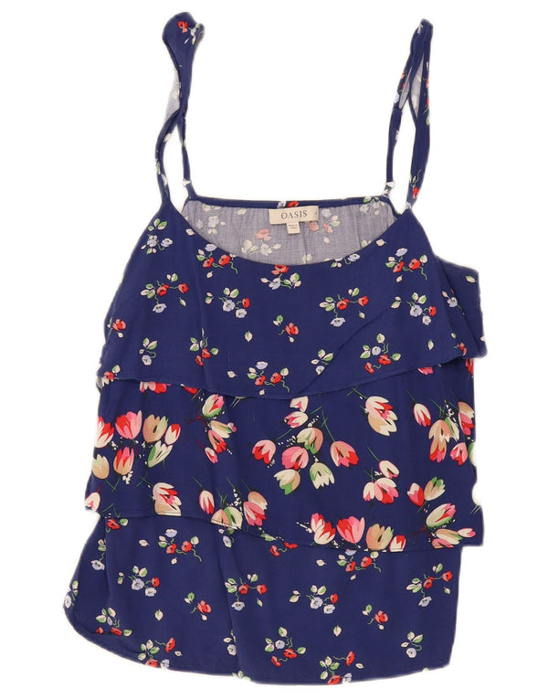 Damski top na ramiączkach Oasis UK 14, średni niebieski, wiskoza w kwiaty