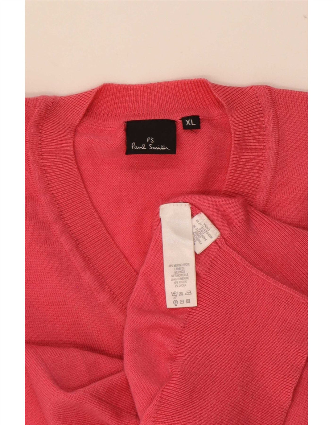 Męski sweter Paul Smith z dekoltem w kształcie litery V, XL, czerwona wełna