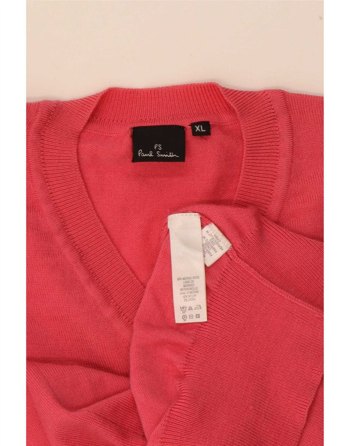 Męski sweter Paul Smith z dekoltem w kształcie litery V, XL, czerwona wełna