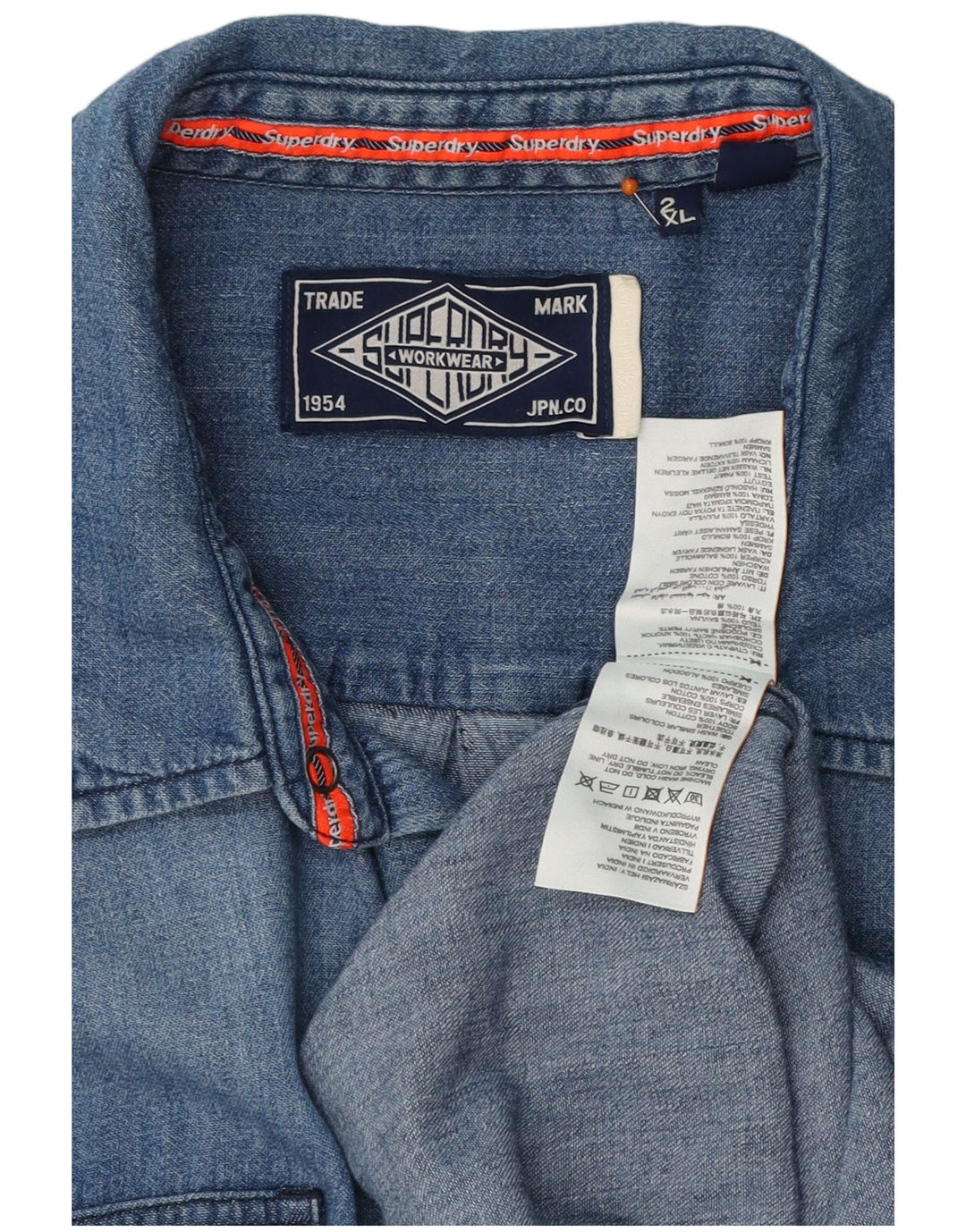 Męska koszula dżinsowa SUPERDRY 2XL, niebieska, bawełniana