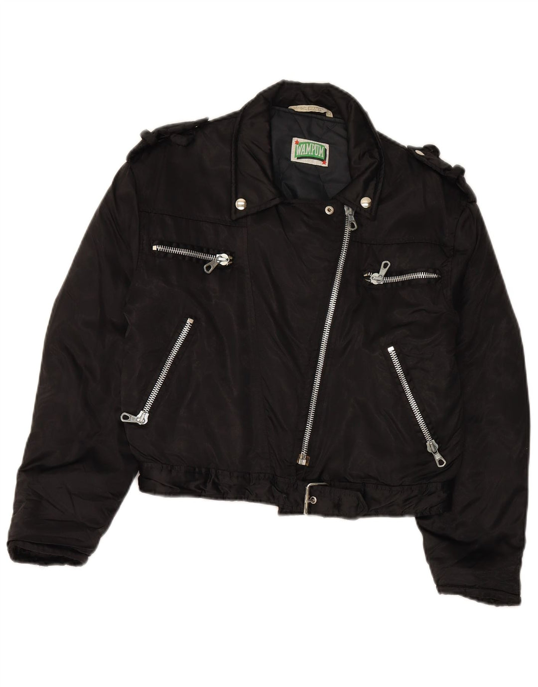 Damska kurtka motocyklowa typu oversize WAMPUM UK 10, mała, czarna, nylonowa