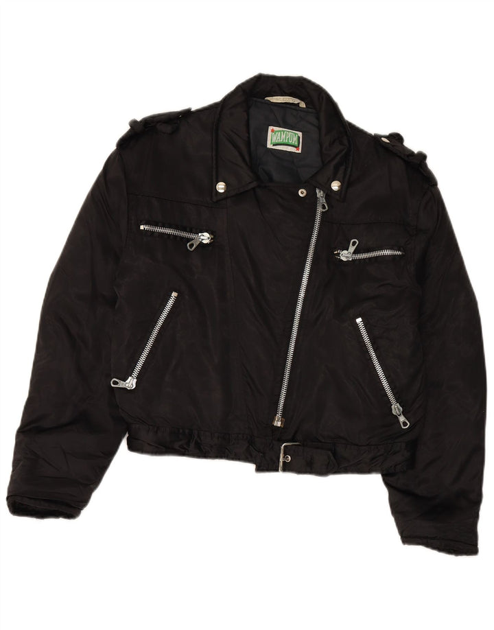 Damska kurtka motocyklowa typu oversize WAMPUM UK 10, mała, czarna, nylonowa