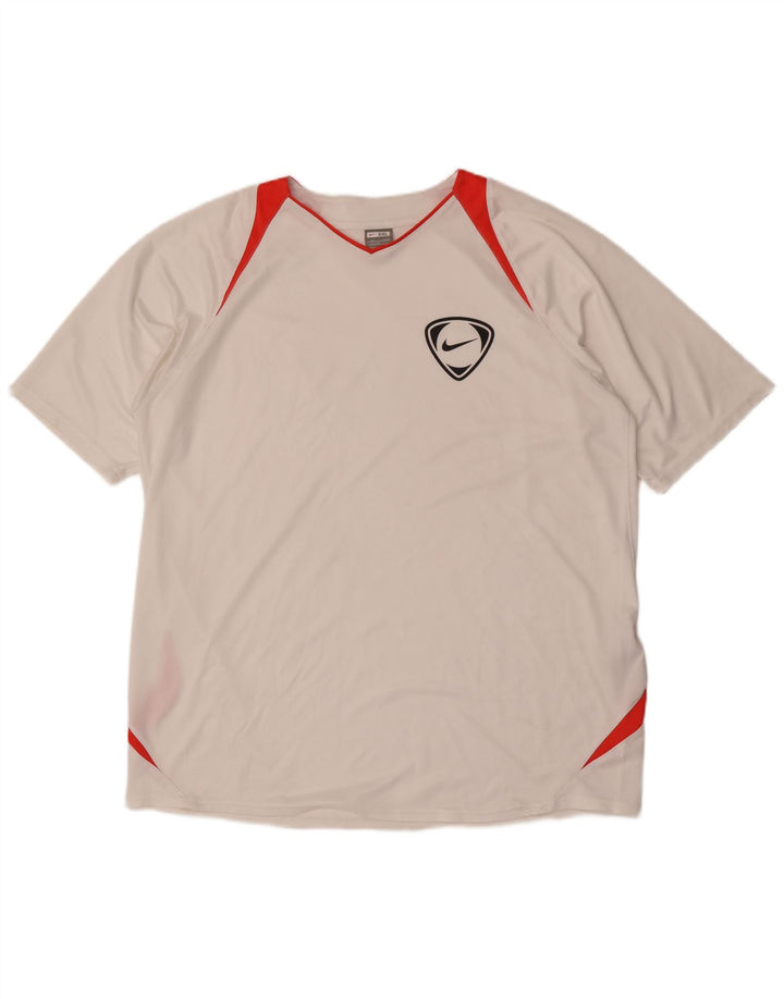 Koszulka męska Nike Top UK 47/48 2XL Biały poliester z blokami kolorów