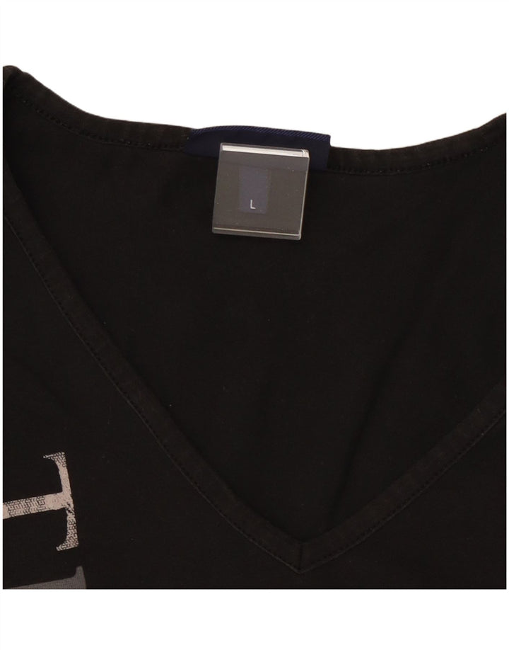 Damski top z grafiką TRUSSARDI JEANS, z długim rękawem, duży, czarny