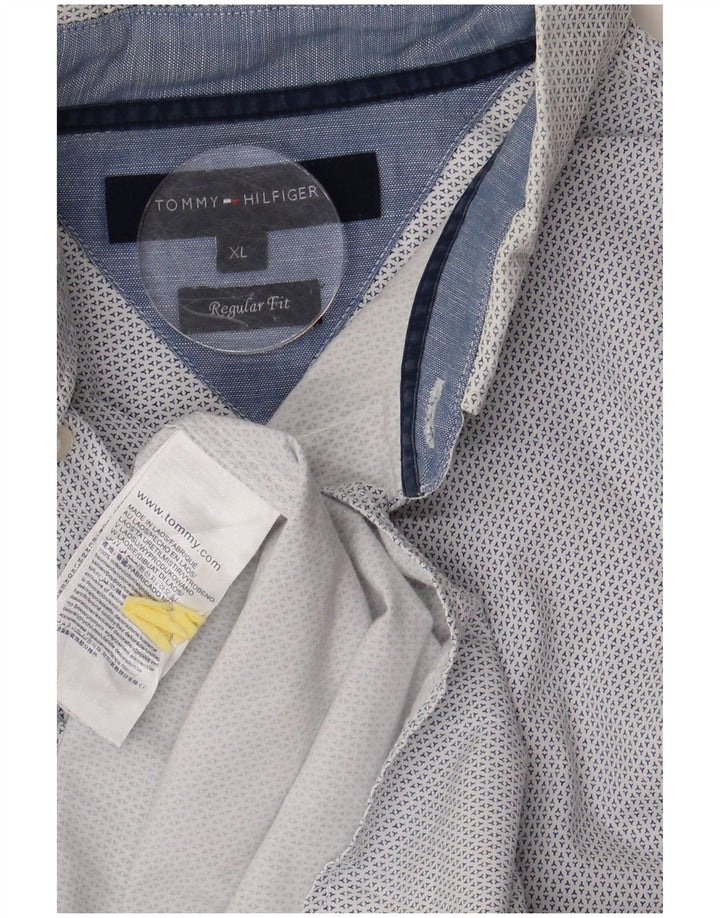 Męska koszula o regularnym kroju TOMMY HILFIGER XL, biała, geometryczna, bawełniana