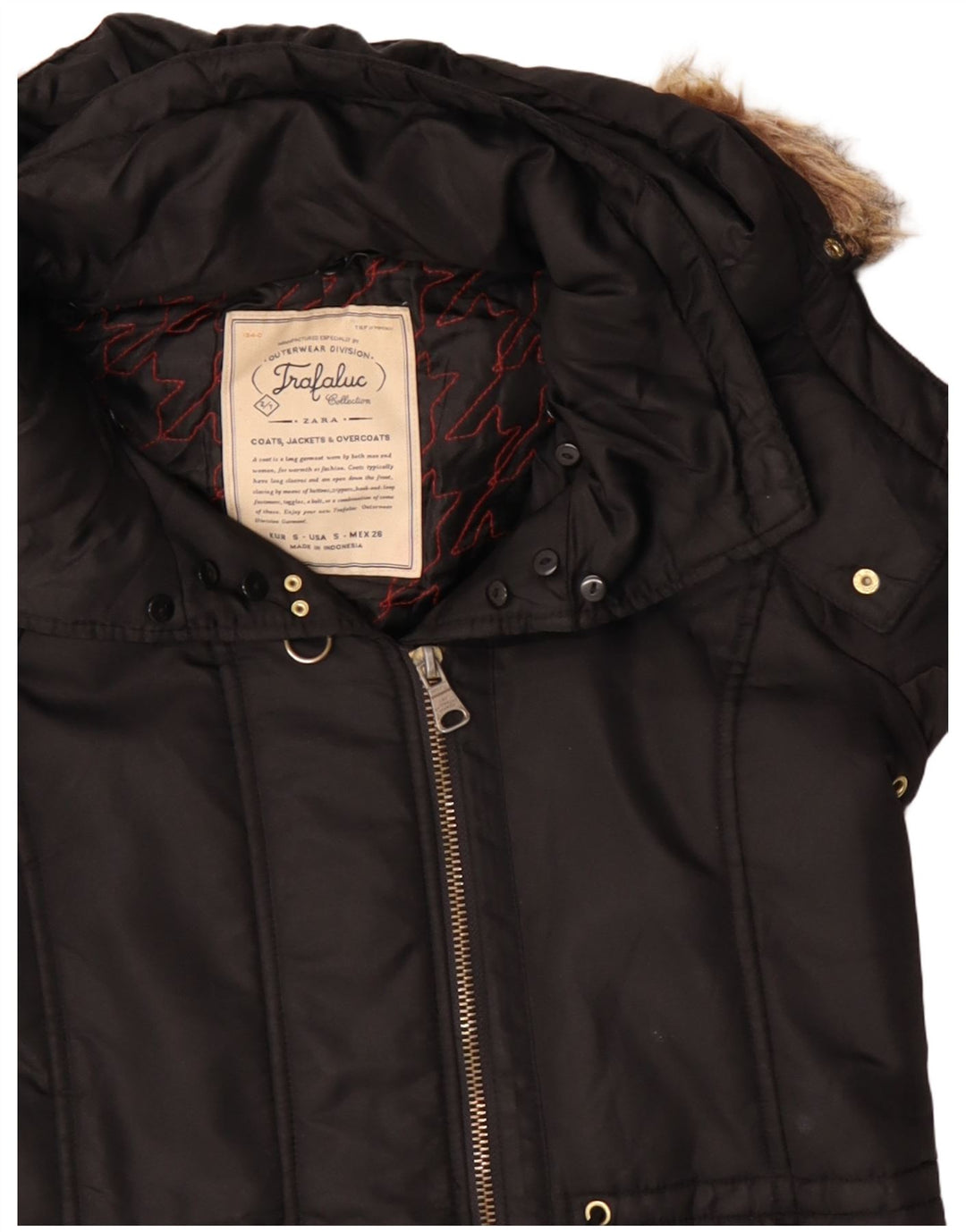 Damska kurtka wiatrówka Zara Trafaluc z kapturem UK 10, mała, czarna, poliester