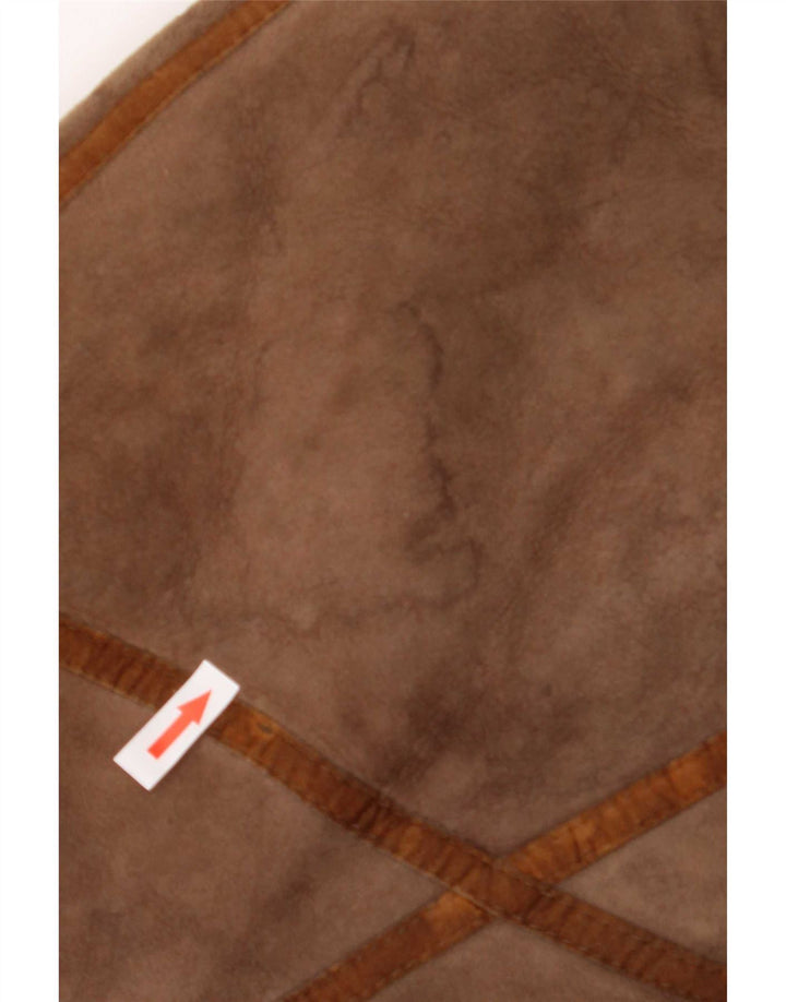 Vintage damska kurtka oversize typu shearling UK 10 Small Brown