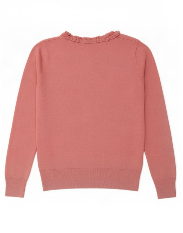 Damski sweter Oasis z falbaną i dekoltem w łódkę, UK 10, mały, różowy, bawełniany