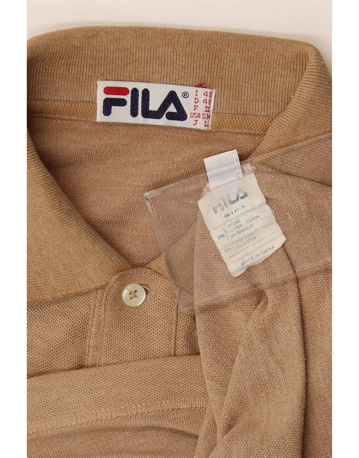 Męska koszulka polo FILA IT 48 Średniobrązowa bawełniana w plamki