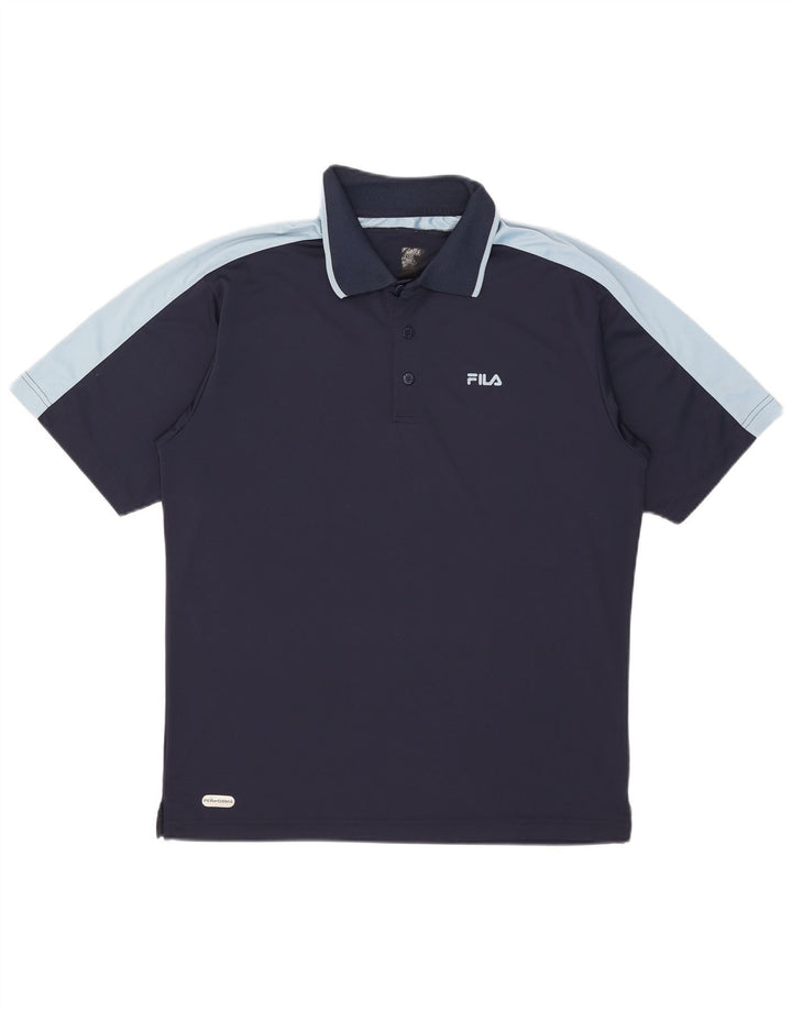 Męska koszulka polo Fila, duża, granatowa, z blokami kolorów