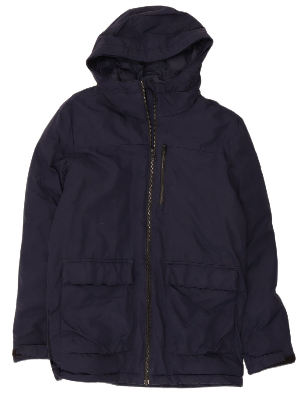 ADIDAS Mens Hooded Padded Jacket UK 36 Small Navy Blue Nylon