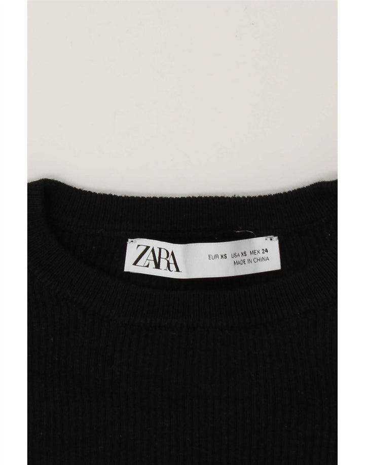 Damski krótki top Zara z długim rękawem, UK 6 XS, czarny