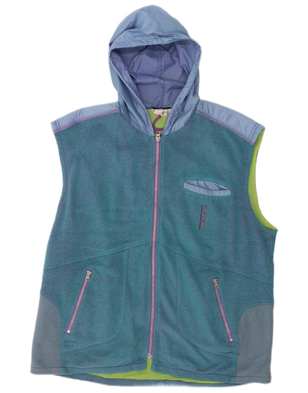 Męska kamizelka polarowa z kapturem w stylu vintage UK 42 XL w kolorze niebieskim