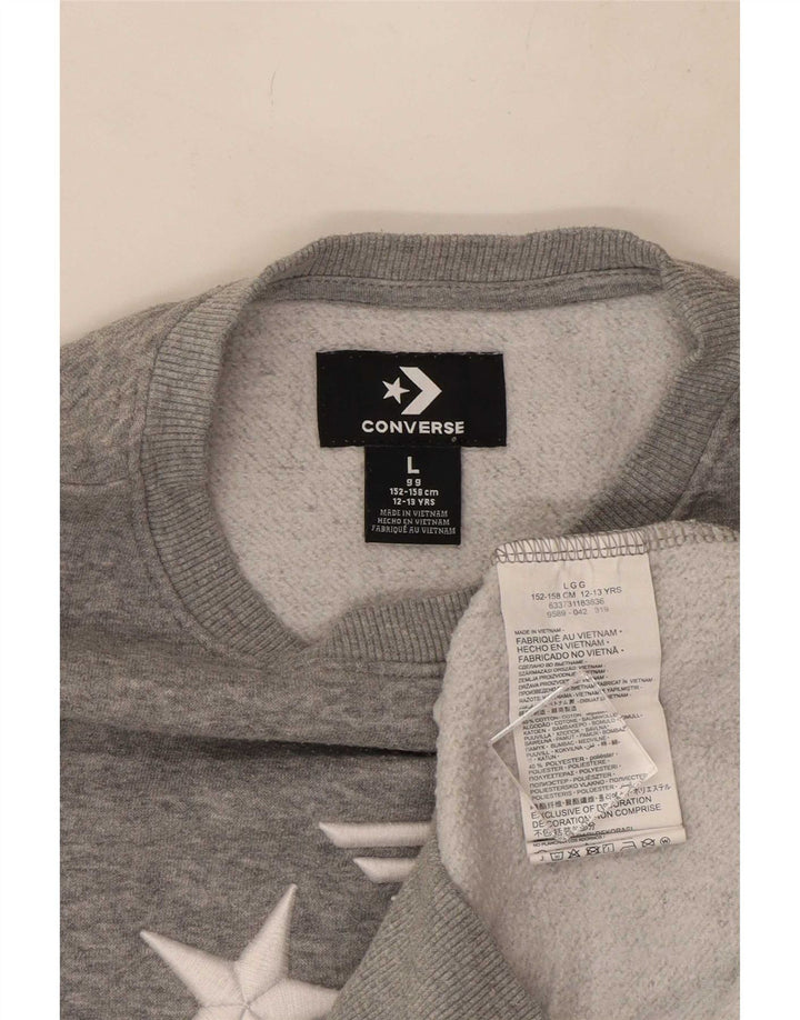 Chłopięcy sweter z grafiką Converse, 12-13 lat, duży, szary, z blokami kolorów