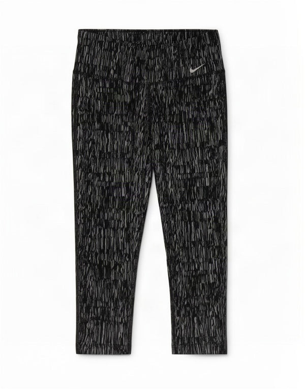 Nike Womens Dri Fit Abstract Pattern Capri Leggings UK 10 Small Black