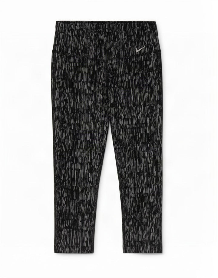 Damskie legginsy Nike Dri Fit Abstrakcyjny wzór Capri UK 10 Małe czarne