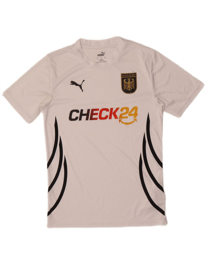 Męski T-shirt Puma Deutshland z grafiką, mały, biały poliester z blokami kolorów