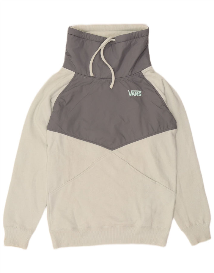 Damska bluza dresowa VANS UK 10, mała, biała, bawełniana w bloki kolorów