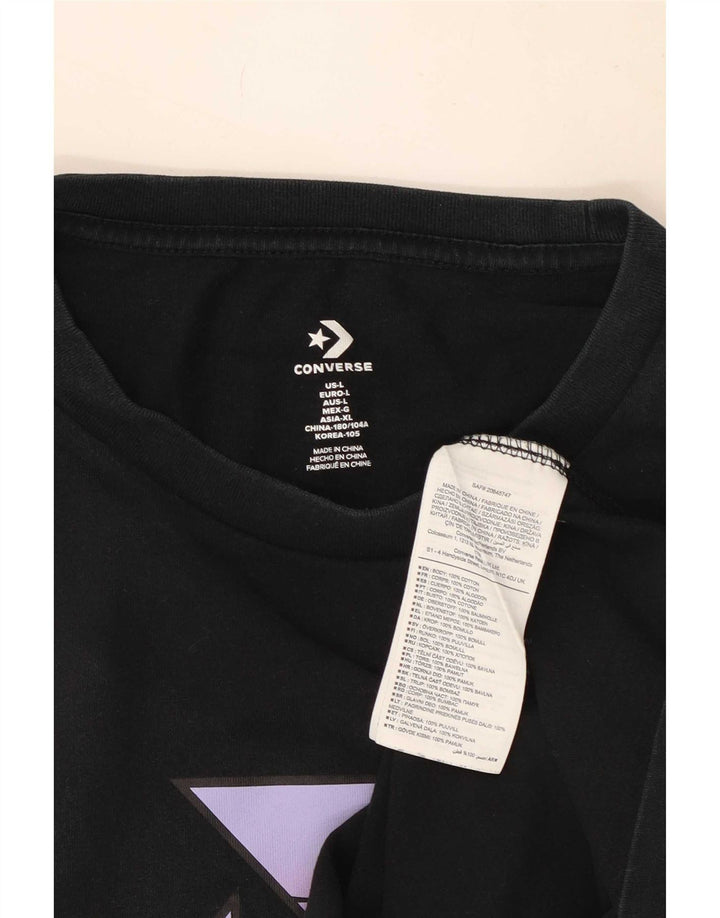 Converse Męski T-shirt z grafiką, duży, czarny, bawełniany
