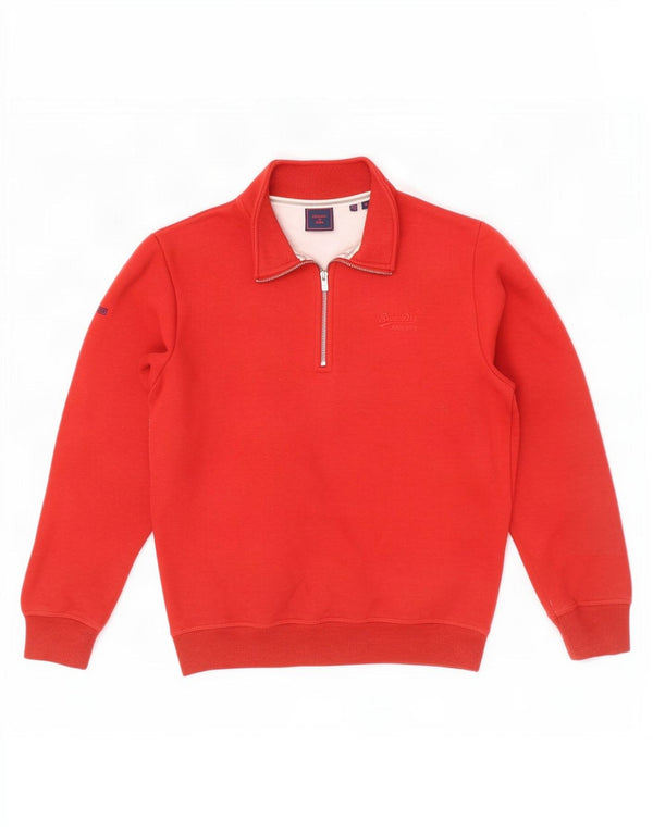 Męski sweter z zamkiem błyskawicznym Superdry, bawełniany, w kolorze średnio czerwonym
