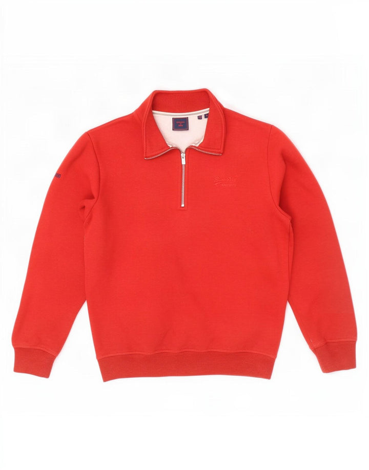 Męski sweter z zamkiem błyskawicznym Superdry, bawełniany, w kolorze średnio czerwonym