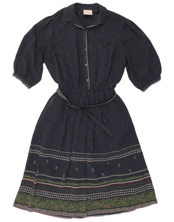 RALPH Damska sukienka o linii A z rękawem 3/4, EU 46 XL, granatowa, z kwiatowym poliestrem