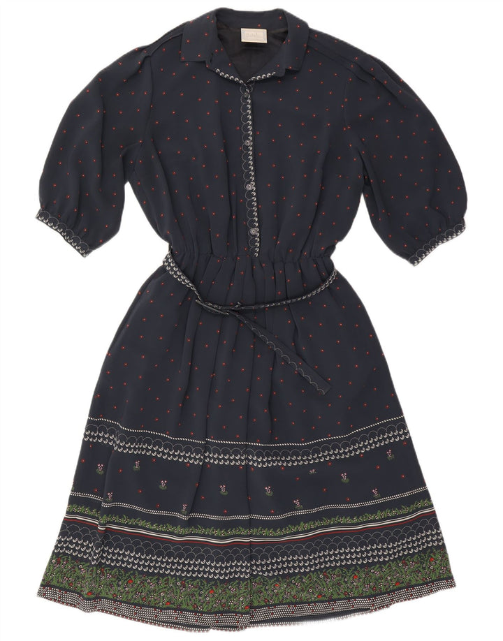 RALPH Damska sukienka o linii A z rękawem 3/4, EU 46 XL, granatowa, z kwiatowym poliestrem