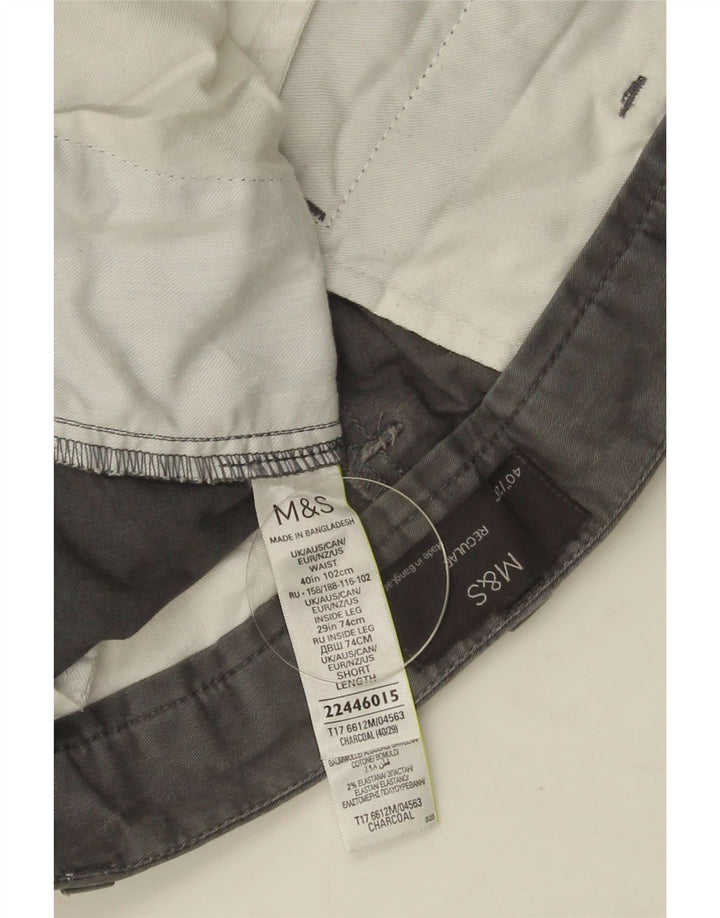 Męskie spodnie typu chino Regular Marks & Spencer W40 L29 Szara bawełna