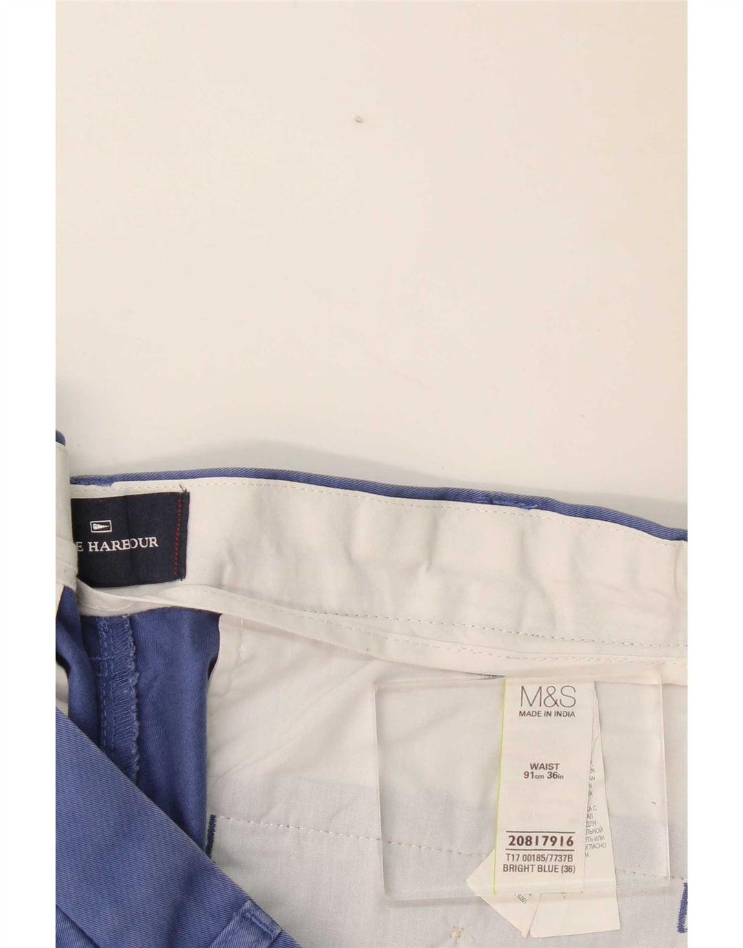 Męskie spodenki Chino Marks & Spencer Blue Harbor W36, duże, niebieskie, bawełniane