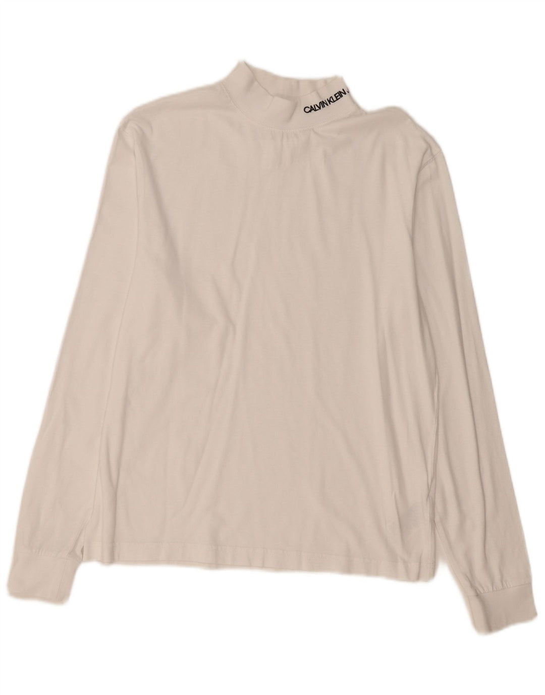 CALVIN KLEIN JEANS Męski top z długim rękawem, mały, biały, bawełniany