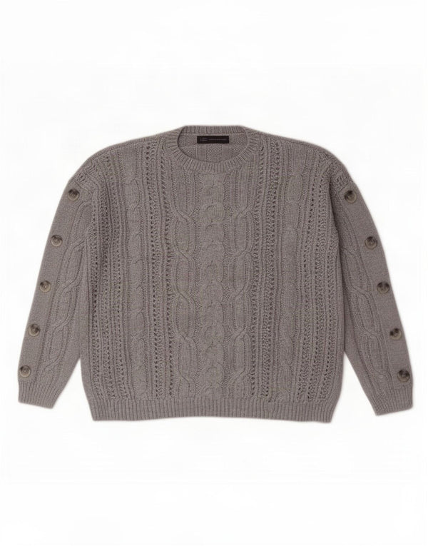 Marks & Spencer Damski sweter oversize z okrągłym dekoltem, UK 14, duży, szary