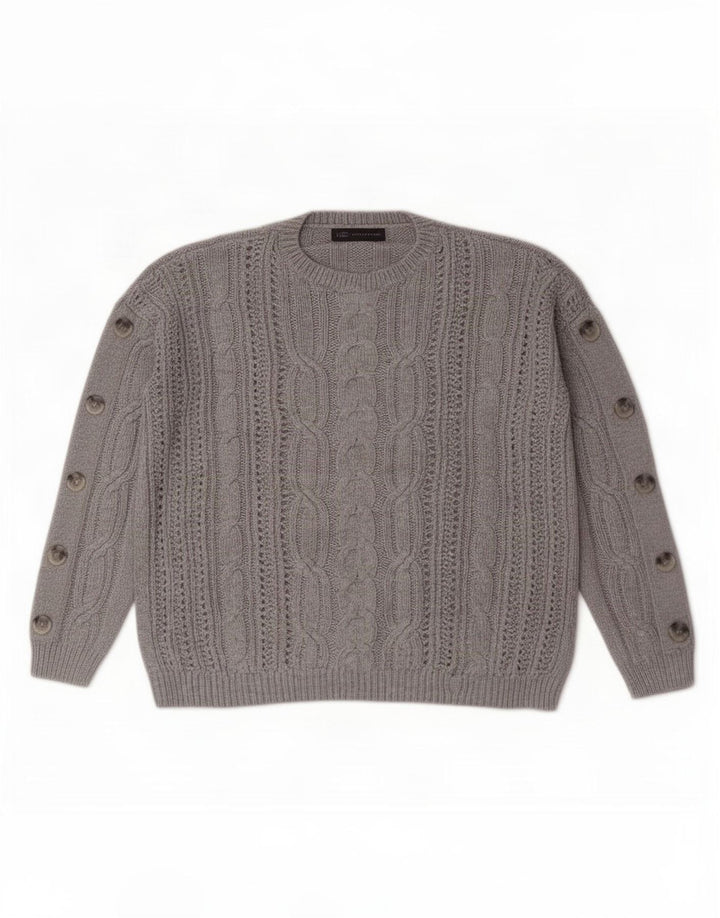 Marks & Spencer Damski sweter oversize z okrągłym dekoltem, UK 14, duży, szary