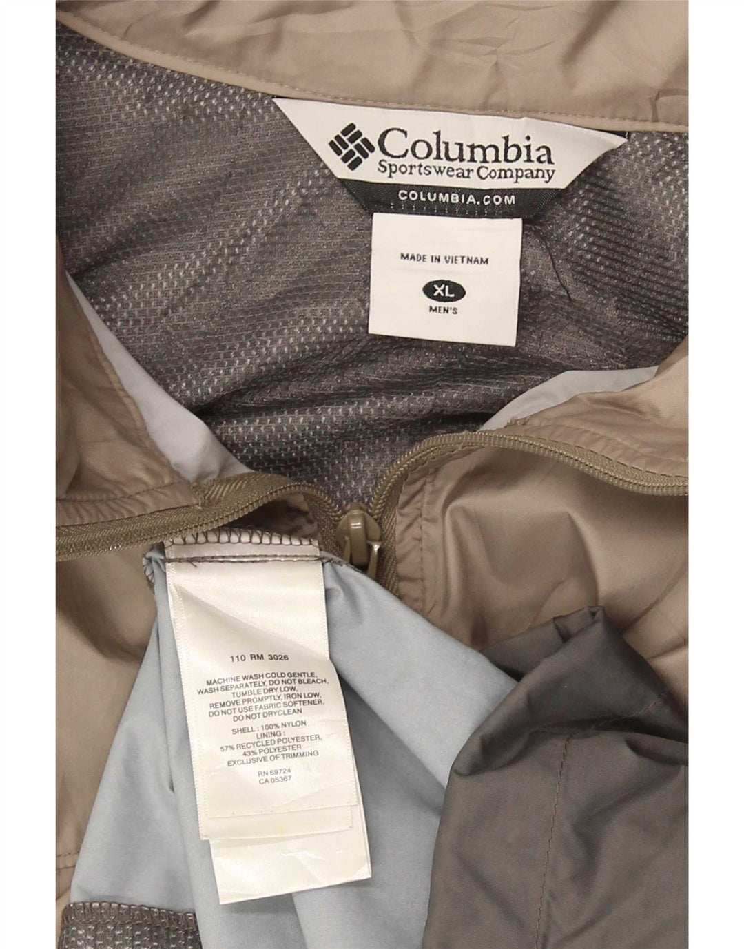 Męska kurtka przeciwdeszczowa Columbia UK 42 XL Szary nylon z blokami kolorów