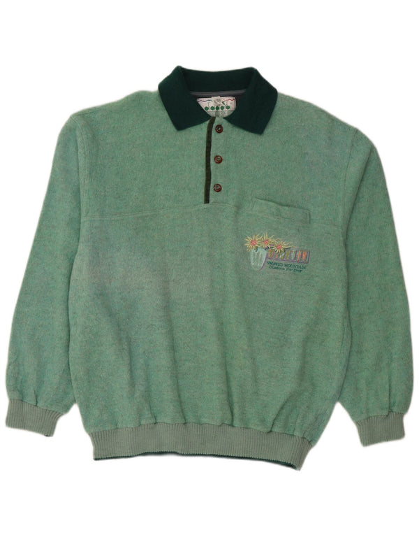 Męski sweter polo DIADORA, duży, zielony, wełniany