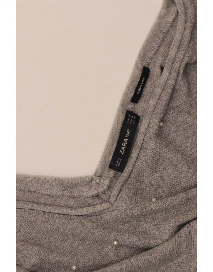 Sweter damski Zara Oversize z dekoltem w kształcie litery V, UK 14, średni szary