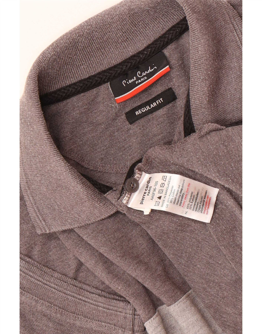 Męska koszulka polo Pierre Cardin o regularnym kroju, mała, szara, z blokami kolorów, poliester