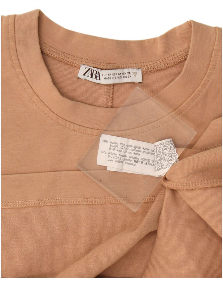 T-shirt damski Zara Top UK 14, średni beż, bawełna