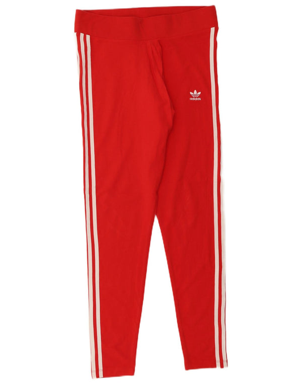ADIDAS Womens Leggings UK 16 Large  Red Cotton