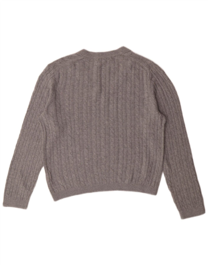 Damski sweter TOMMY HILFIGER z dekoltem w kształcie litery V, UK 12, średni szary nylon