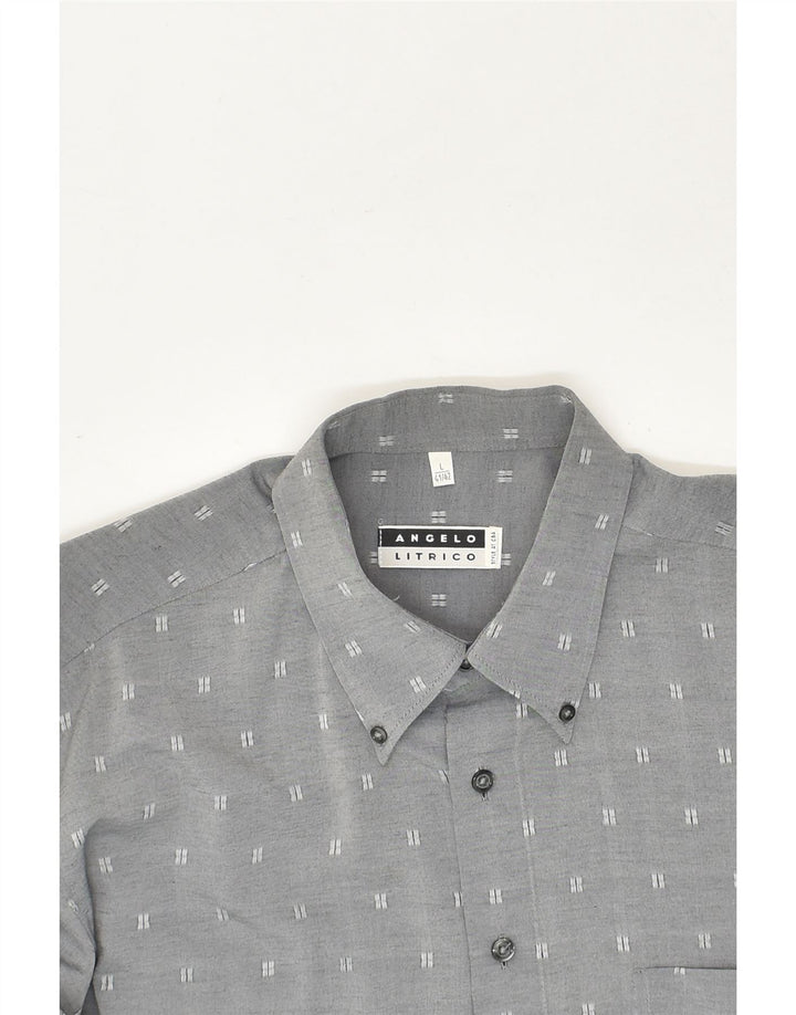 ANGELO LITRICO Mens Shirt Size 41/42 Large Grey Flecked Viscose | Vintage Angelo Litrico | Thrift | Second-Hand Angelo Litrico | Used Clothing | Messina Hembry 