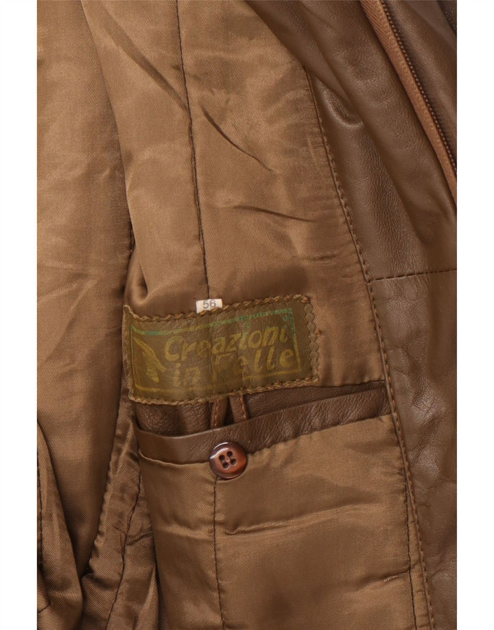 Vintage męska skórzana kurtka wojskowa UK 42 XL ze skóry khaki