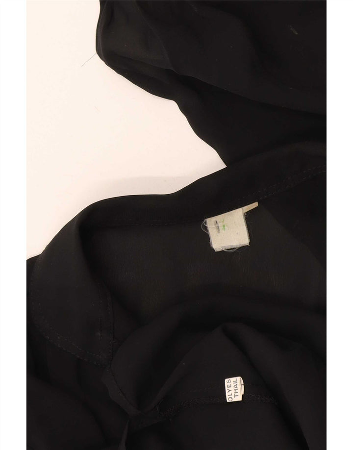 Bluzka damska Vintage Top UK 12 Średni czarny kwiatowy poliester