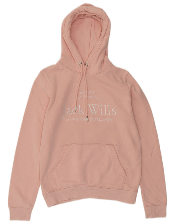 Damski sweter JACK WILLS z grafiką, oversize, UK 8, mały, różowy, bawełniany