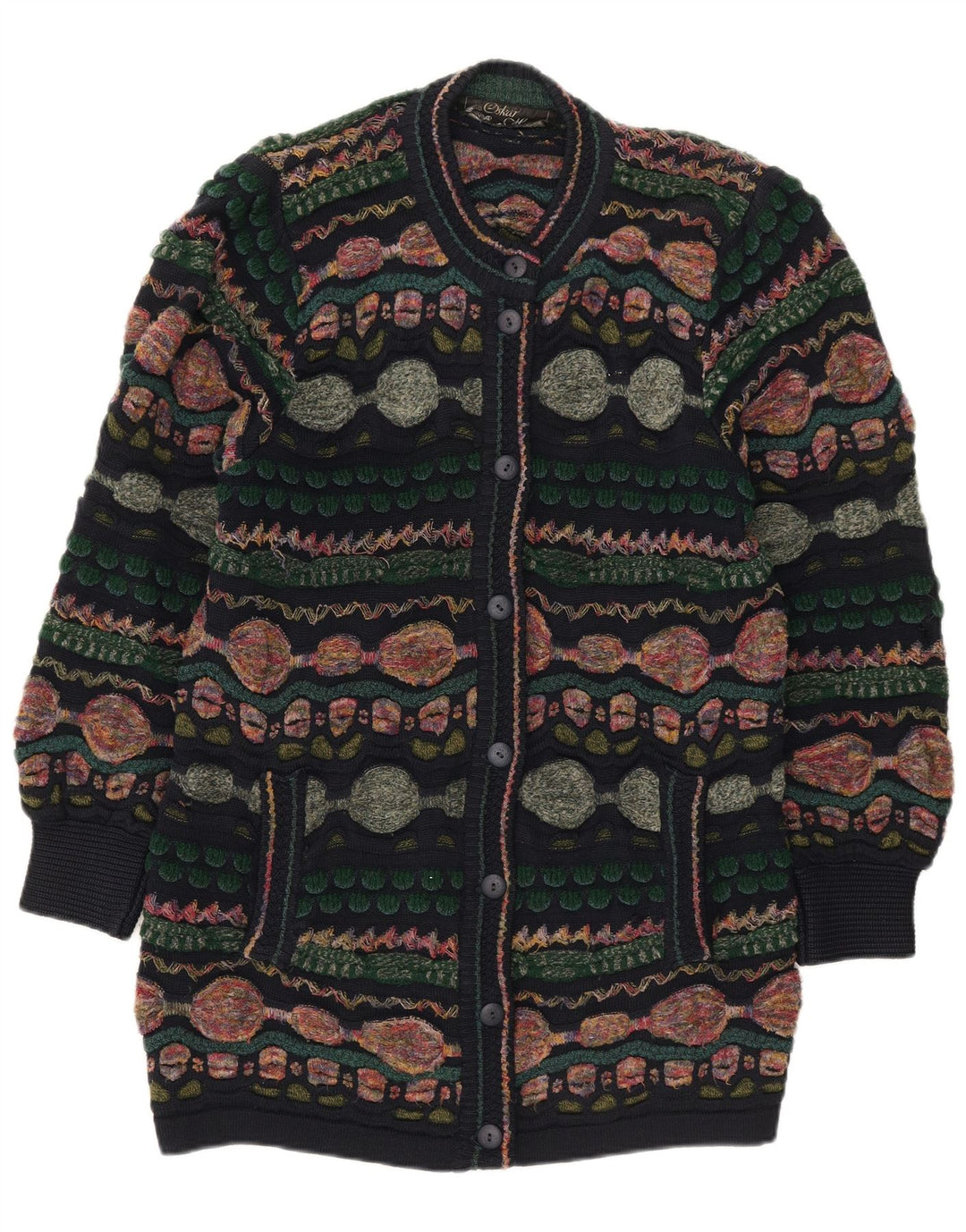 Sweter damski Oskar Haug UK 14 Średni wielobarwny geometryczny